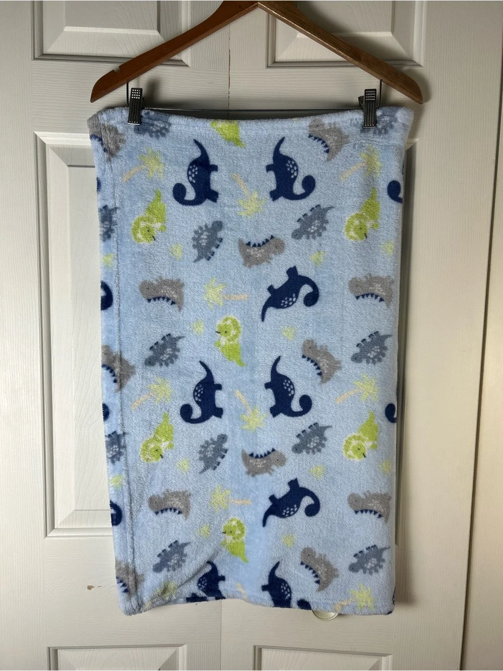 Parent's Choice Blue Green Dinosaur Baby Blanket Palm Tree Dino Print Lovey